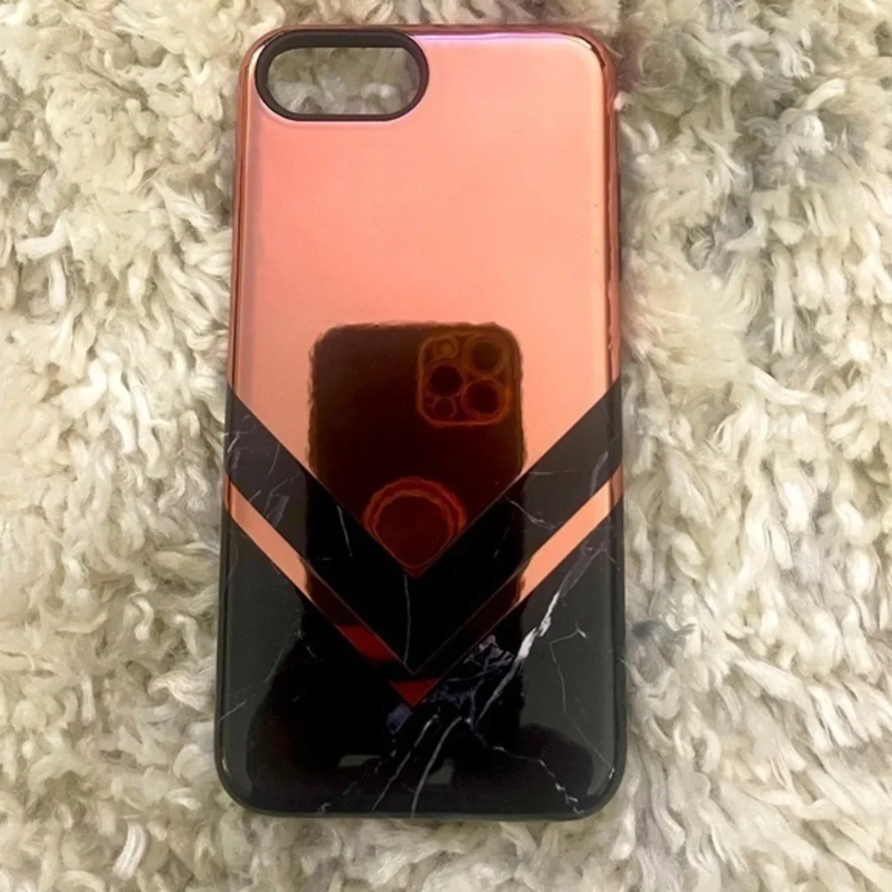 NWOT iPhone 6S / 6 / 7‎ / 8 Plus Rose Gold Mirror Pink Black Marbled Phone Case